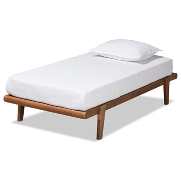 Kaia Mid-Century Modern Walnut Brown Finished Wood Twin Size Platform Bed Frame
