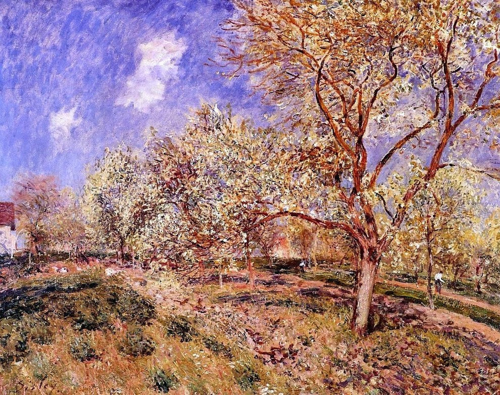 Alfred Sisley Spring at Veneux, Gallery Wrapped Canvas Print, 20"x25"