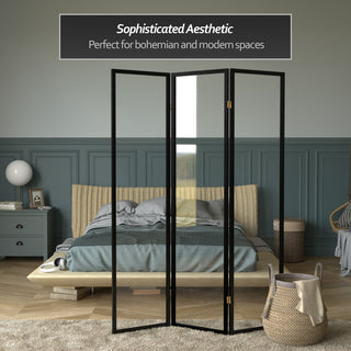 6' Tall Clear Screen Black, 3 Panel