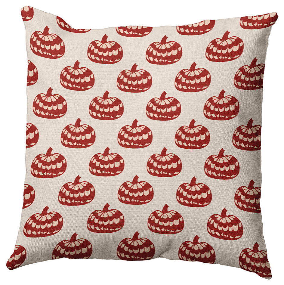 18" x 18" Patterned Pumpkins Decorative Throw Pillow, Maple Red