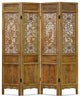 Grand Cedar Wood Four Season Motif Intaglio Oriental Floor Screen