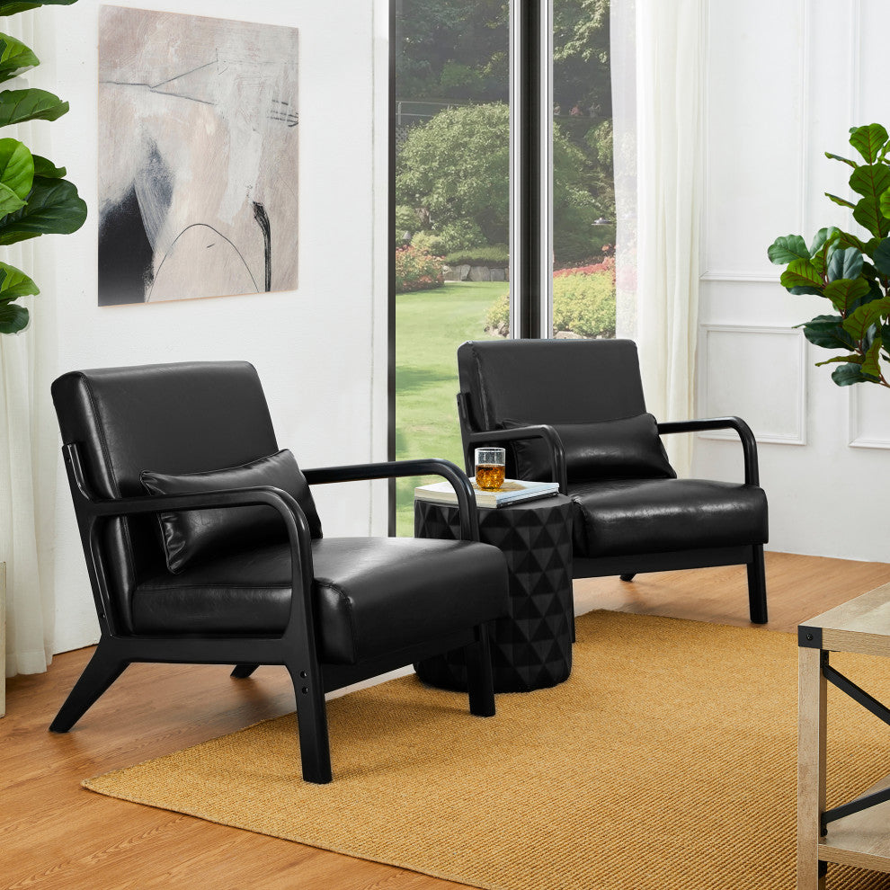 Set of 2 Modern Leatherette Accent  Armchair