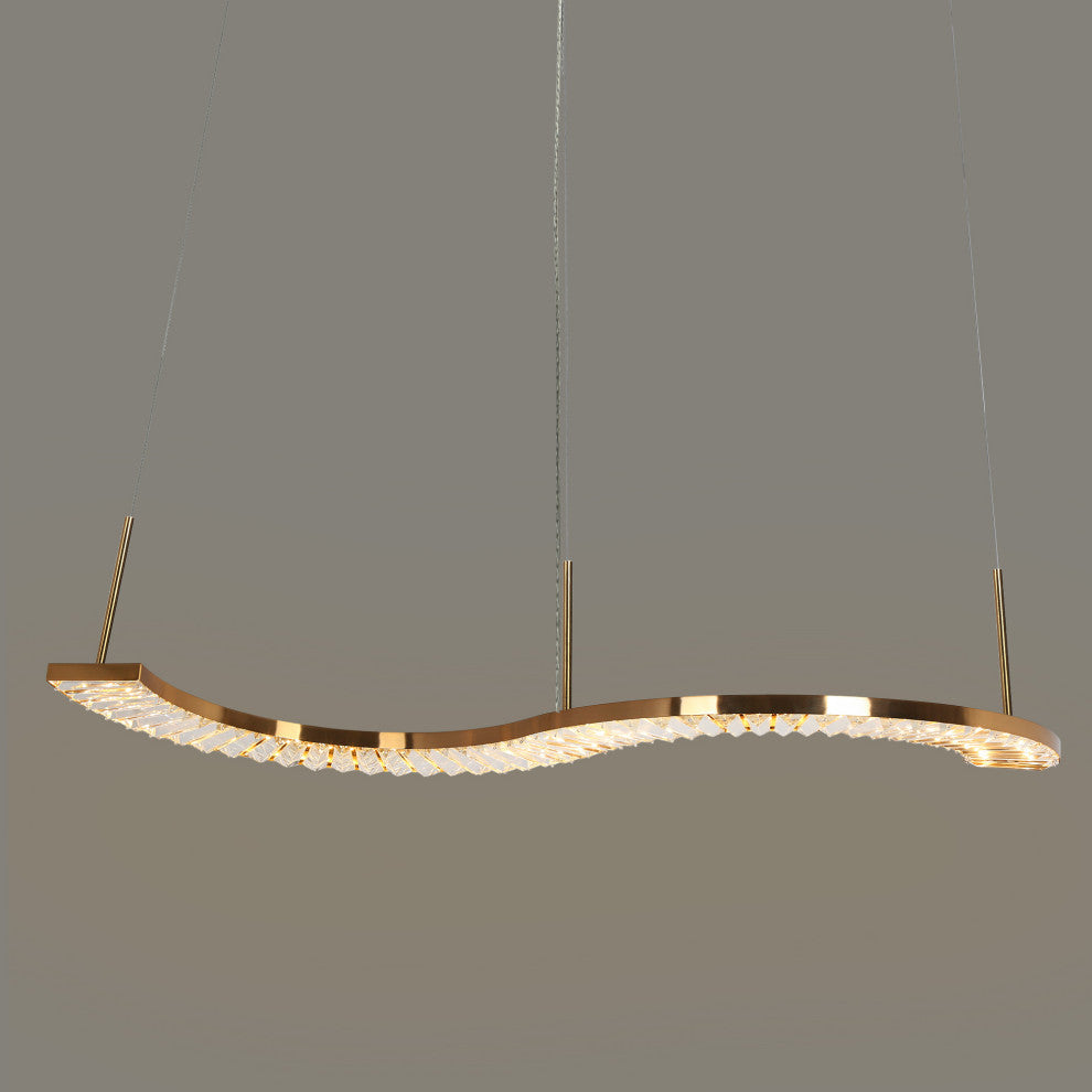 LNC Macrobotrys 42.6" Gold Contemporary Linear LED Kitchen Island Light