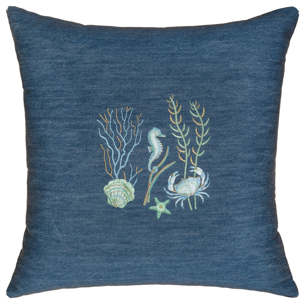 Linum Home Textiles Aaron Denim Decorative Pillow Cover, Denim Blue, Square
