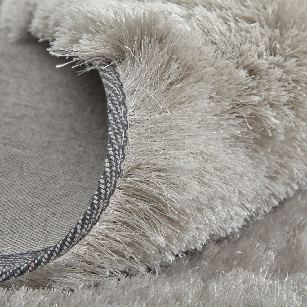 Weave & Wander Armada Plush Shag Rug, Platinum, 10'x10' Round
