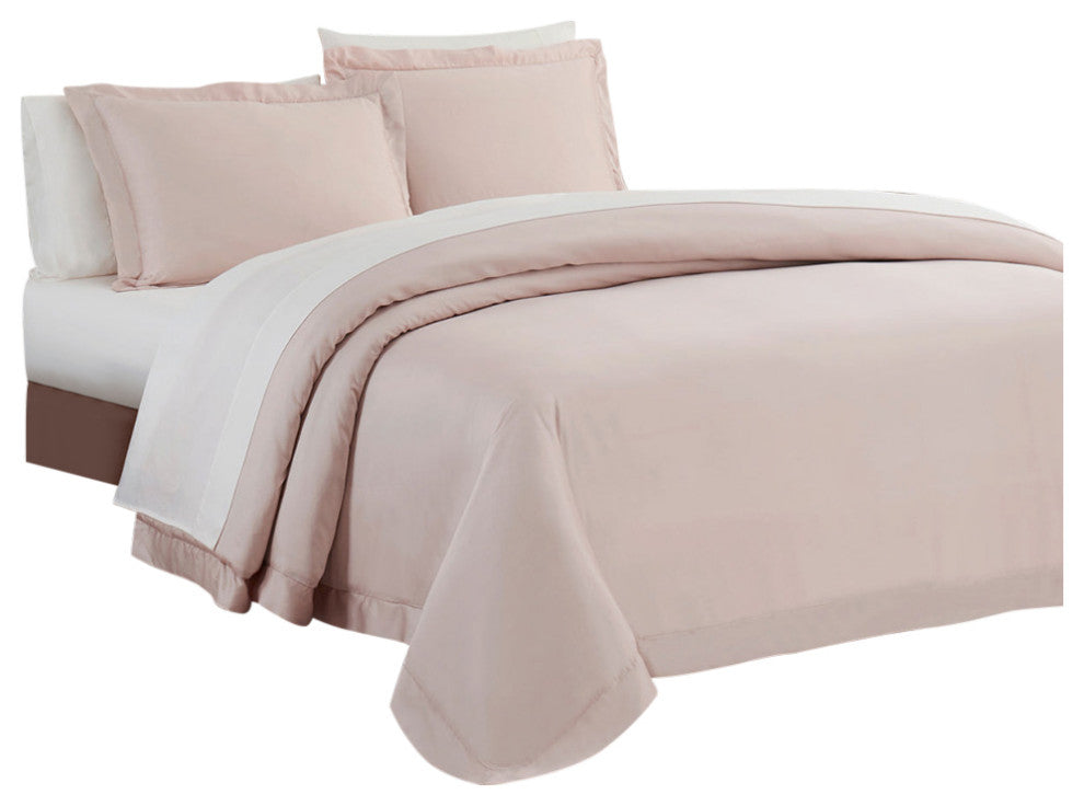Lyocell Duvet Cover Set, Super Queen, Blush, 3 Piece