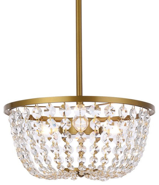 Elegant Lighting Gianna 3-Light Pendant Brass