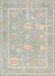 Pasargad Home Oushak Collection Light Blue Wool Area Rug, 7'11"x10'2"