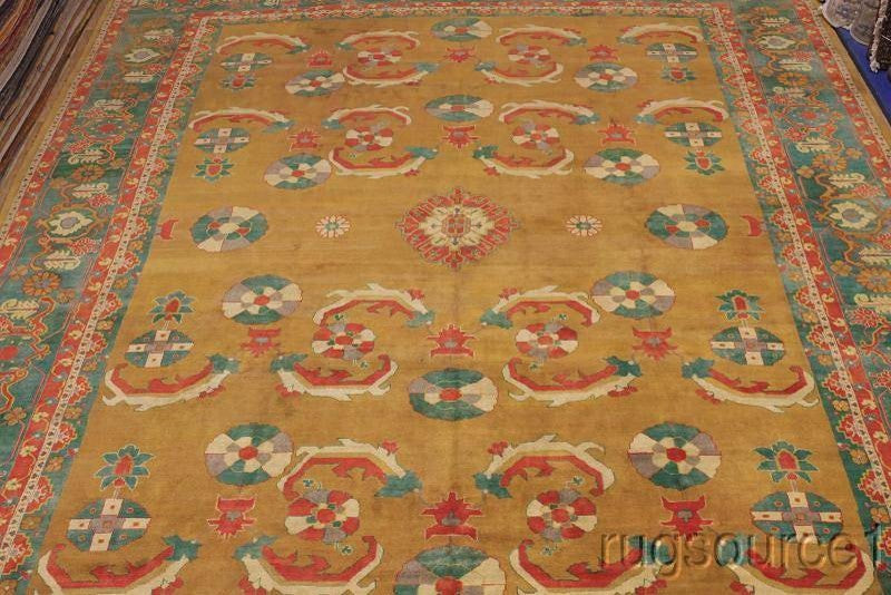 Heriz Geometric Handmade Persian Design Oriental Area Rug, Yellow, 17'9"x12'11"
