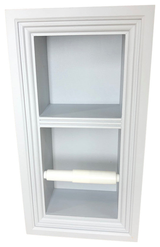 Bayshore Recessed Solid Wood Double Toilet Paper Holder 7 x 14.5, Primed Gray