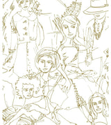 Gold & White Vogue Sketches Peel & Stick Wallpaper