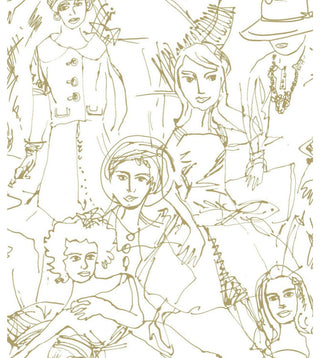 Gold & White Vogue Sketches Peel & Stick Wallpaper