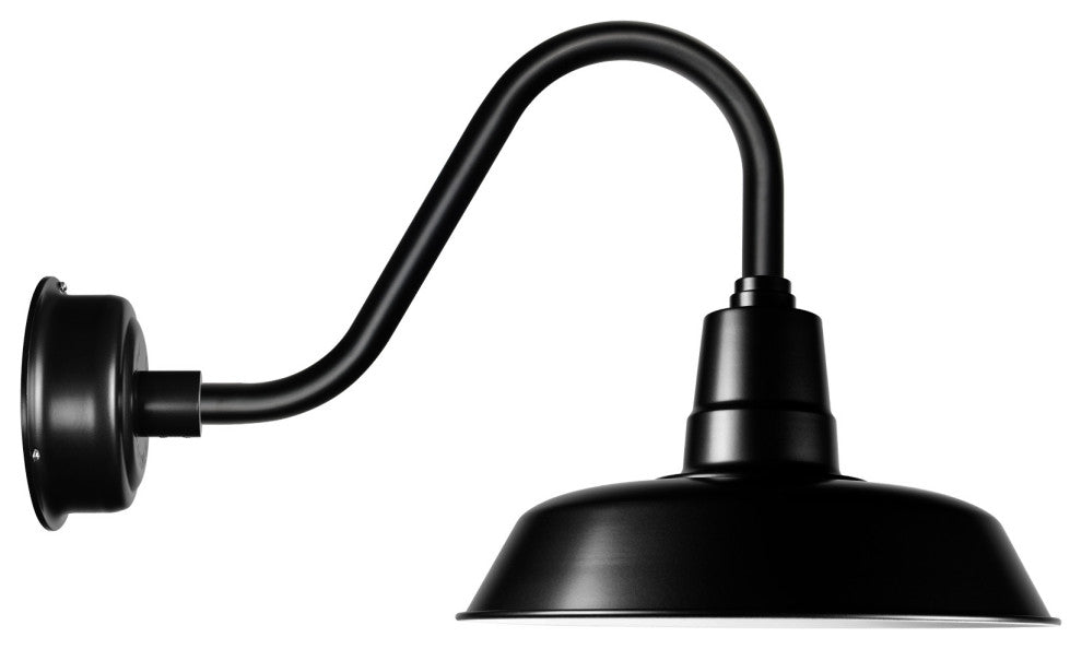 16" Vintage LED Wall Light With Rustic Arm, Matte Black