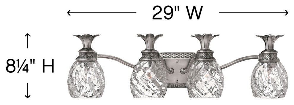 Hinkley Plantation Large Four Light Vanity, Polished Antique Nickel
