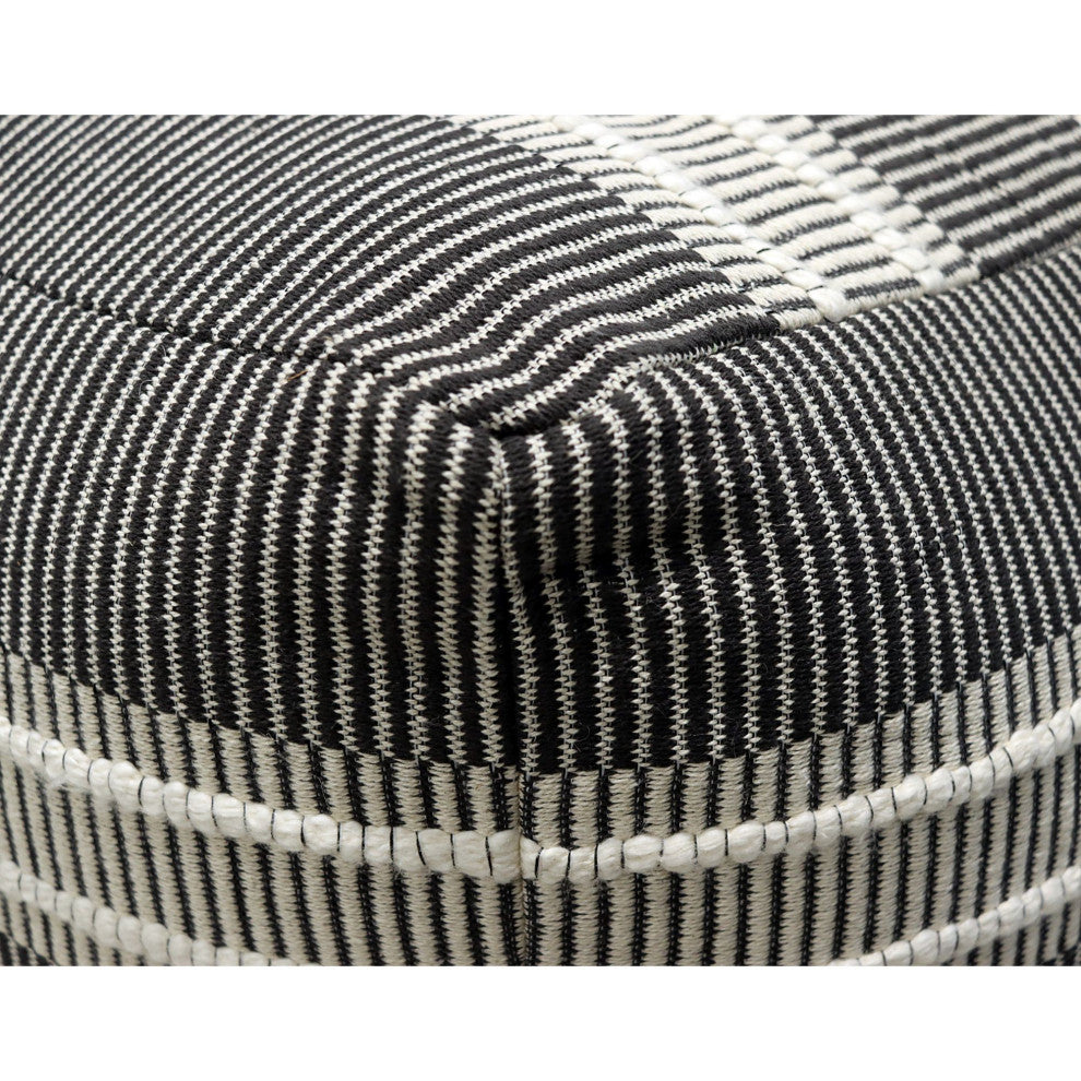 Ivory Machine Woven Kiowa Pouf, 18" Cube