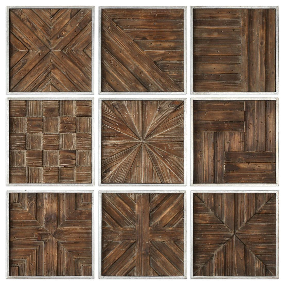 Uttermost Bryndle Rustic Wooden Squares Set of 9