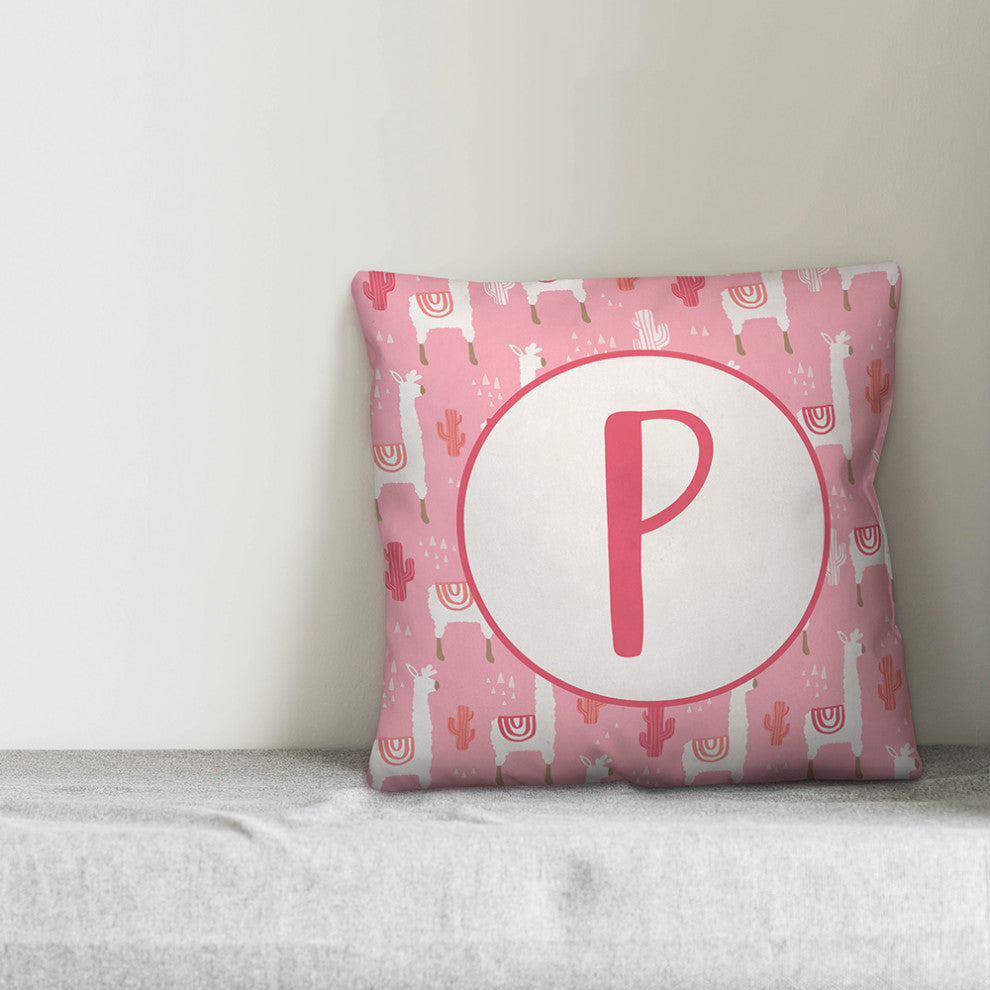 Monogram Lllama Pattern - P 16x16 Spun Poly Pillow