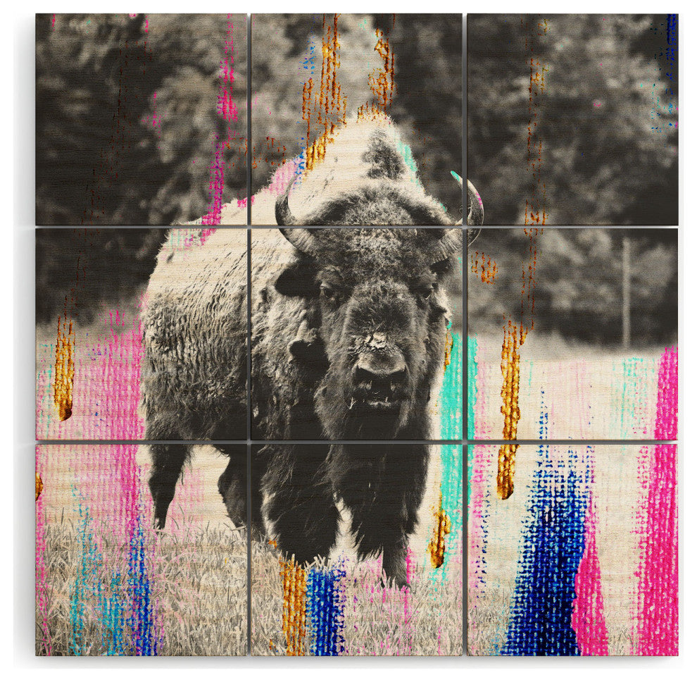 Allyson Johnson Buffalo Abstract Mixed Media Wood Wall Mural