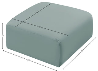 Arc Upholstered Modular Component, Green, 1-Piece: Ottoman, Vegan Leather