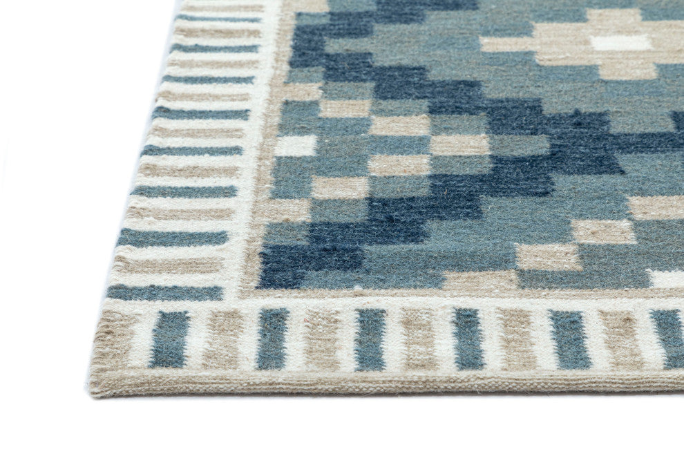 NuStory Mosaic Panja Hand-Made Contemporary Area Rug in Green, 5' x 8'