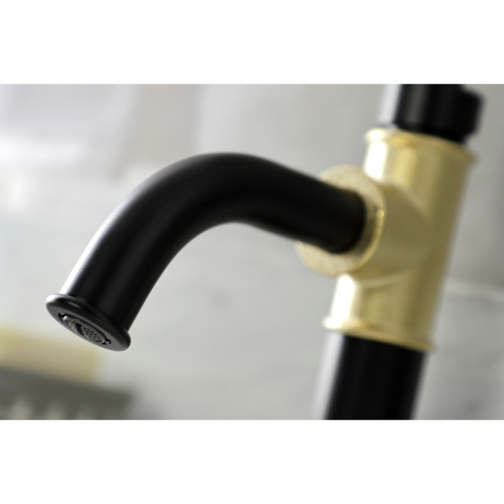 Belknap Single-Handle Bathroom Faucet & Push Pop-Up, Matte Black/Polished Brass