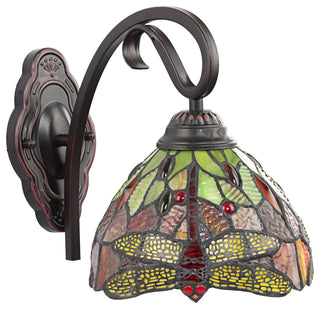 Empress Dragonfly Tiffany-Style 1 Light Wall Sconce 8" Wide