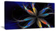 Abstract Fractal Flower on Black, Floral Canvas Art Print, 32"x16"