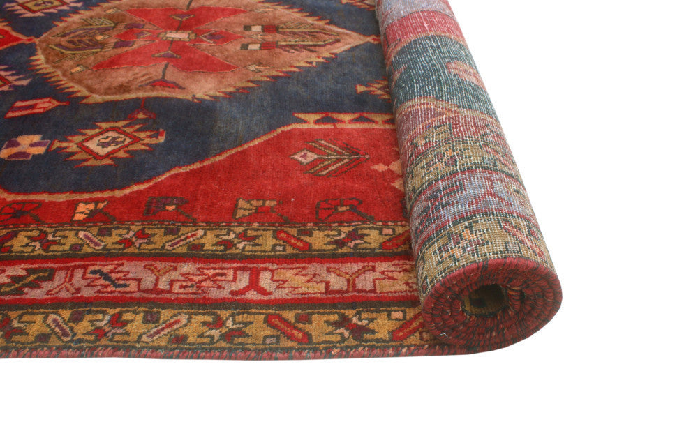 Fine Vintage Distressed Marlan Navy/Rust Runner, 4'7x10'0