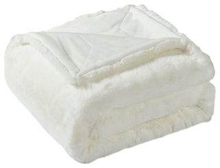 Heavy Faux Fur Throw, Bright White, 60"x80"