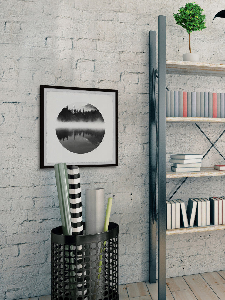 "Mountain Lake Reflection" Framed Painting Print, 12"x12"