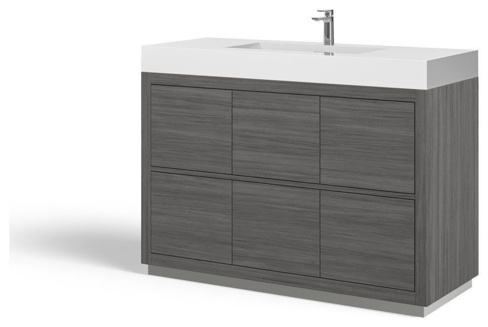 Boutique Bath Vanity, Vulcan Ash Gray, 48", Single Sink, Freestanding