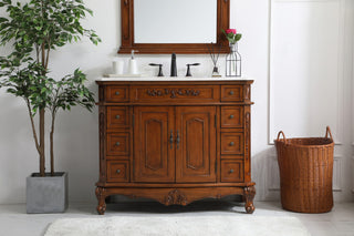 Bathroom Vanity, Teak, 42", Single Sink