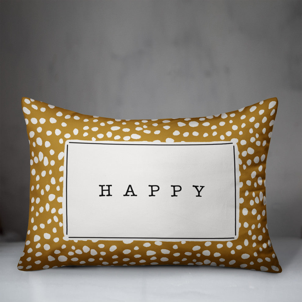 Happy Yellow and White Dalmatian 14x20 Indoor/Outdoor Pillow