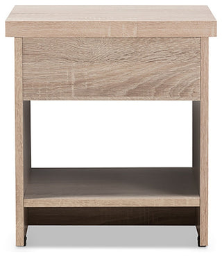Contemporary Two-Tone Oak and Gray Nightstand
