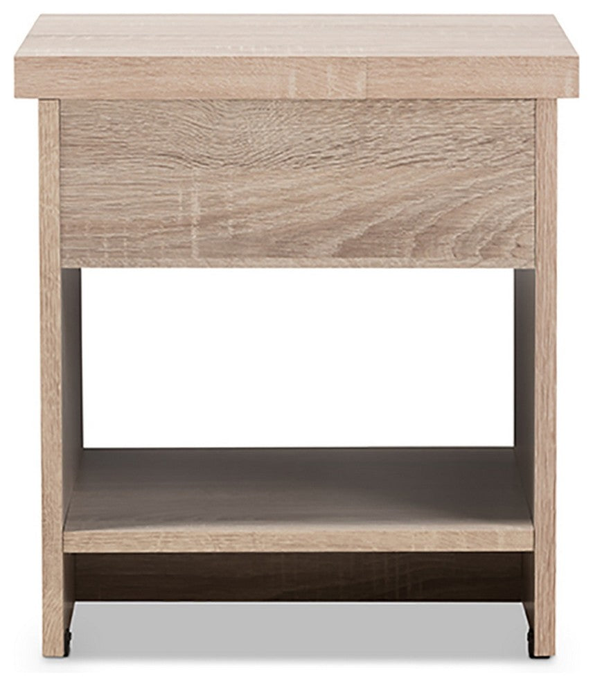 Contemporary Two-Tone Oak and Gray Nightstand