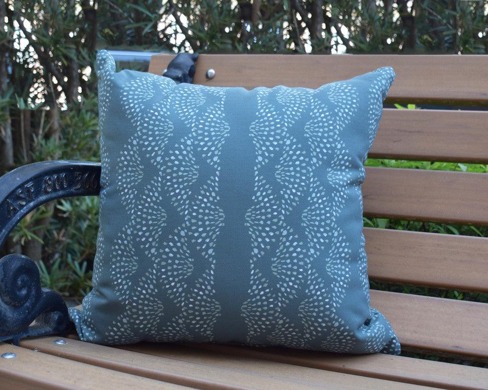 Dotted Decor Green Stripe Print Decorative Outdoor Throw Pillow, 18"