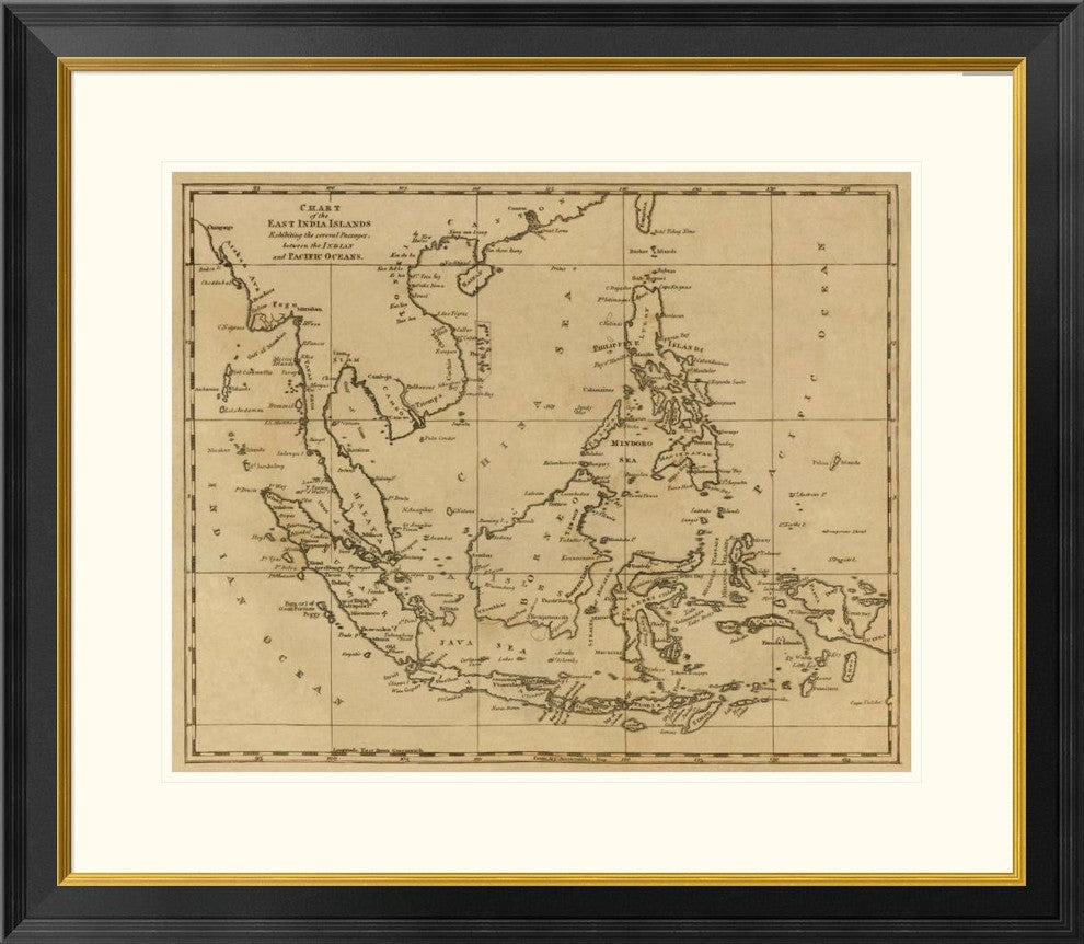 "East India Islands, 1812" Framed Digital Print by Aaron Arrowsmith, 32x28"