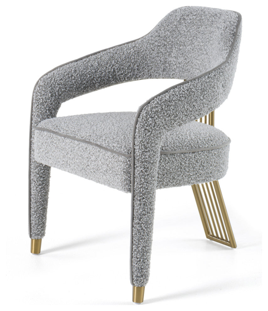 Modrest Kasem Modern Grey Fabric, Gold Dining Chair