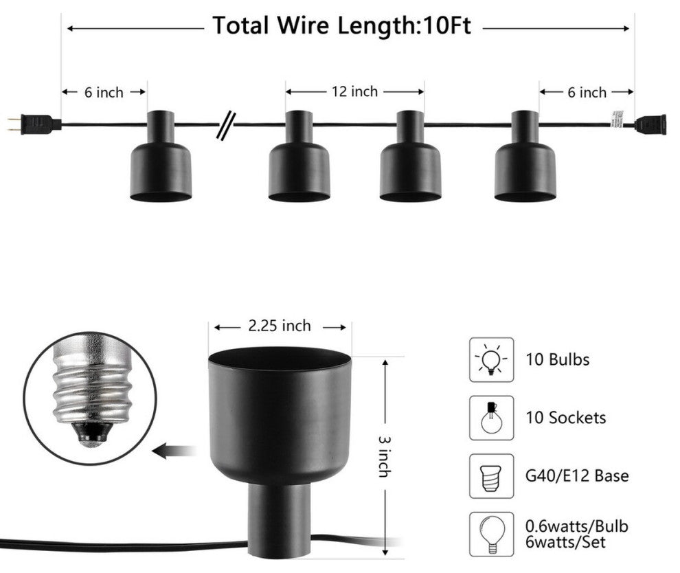 Safavieh Adaner Led Outdoor String Lights Black