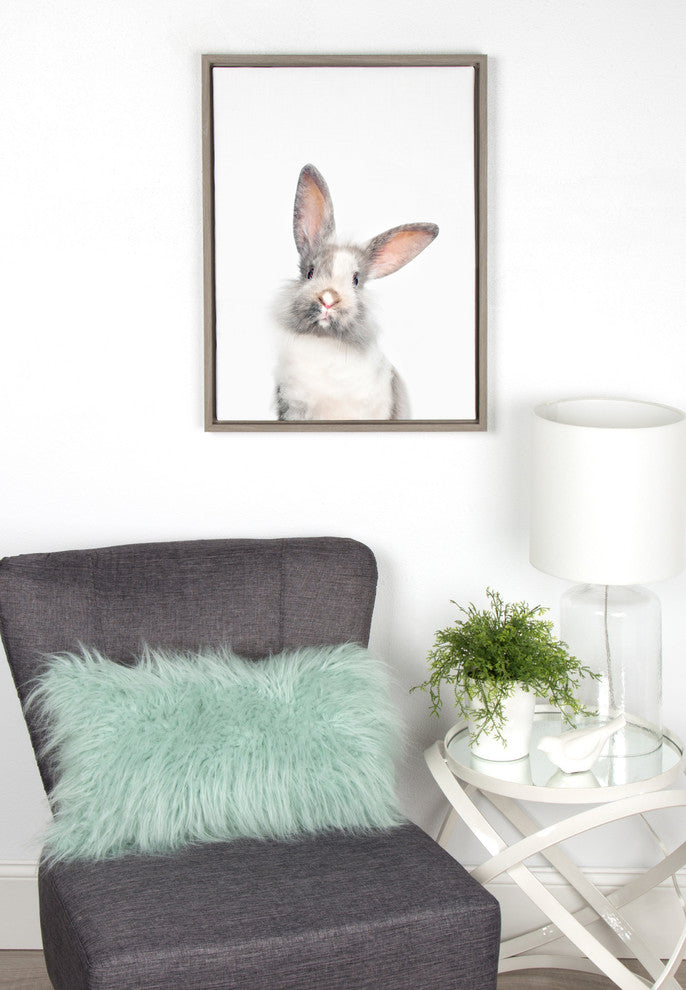 Sylvie M Baby Bunny Rabbit Animal Print Framed Canvas by Amy Peterson, 18x24