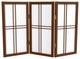 2' Tall Desktop Double Cross Shoji Screen, Walnut, 3 Panels