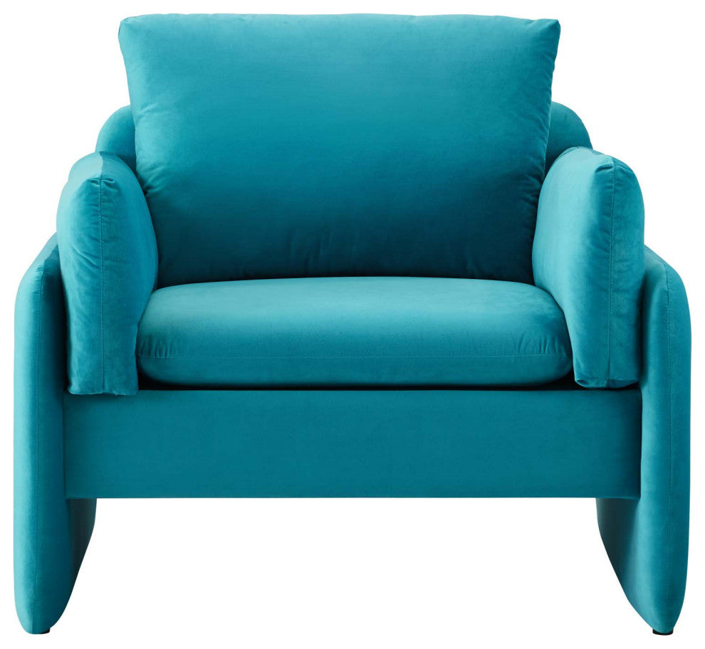 Armchair Accent Chair, Velvet, Blue, Modern, Living Lounge Hotel Hospitality