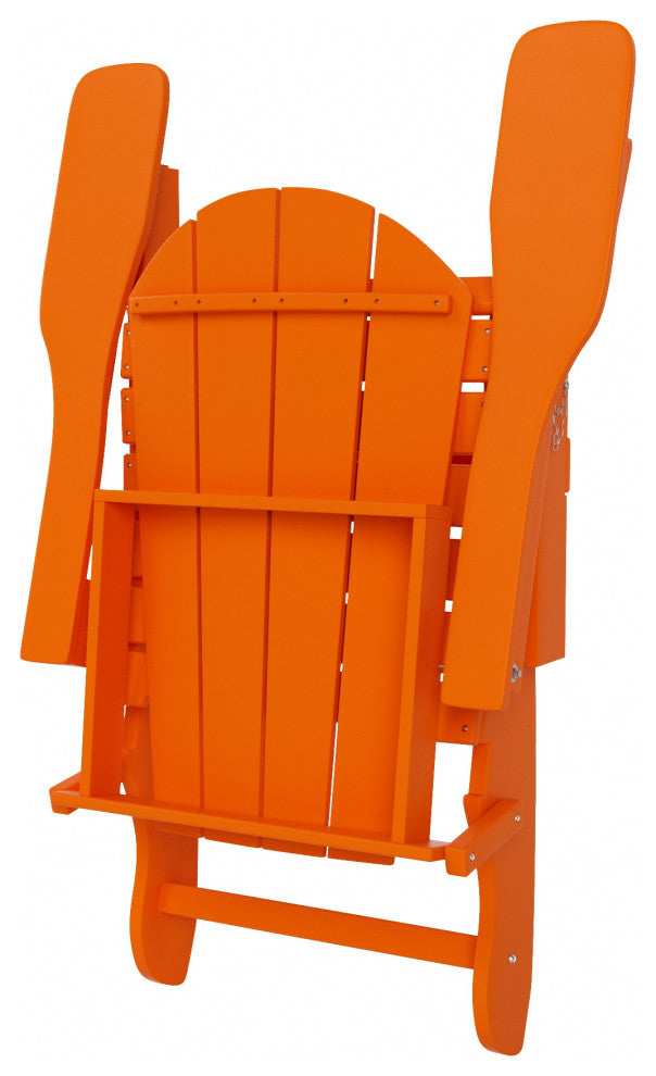 HDPE Outdoor Patio Folding Poly Adirondack Chair, Orange