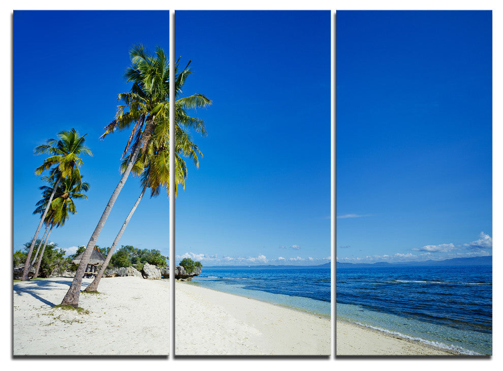 "Palms Bent to Beautiful Vacation Beach" Metal Wall Art, 3 Panels, 36"x28"