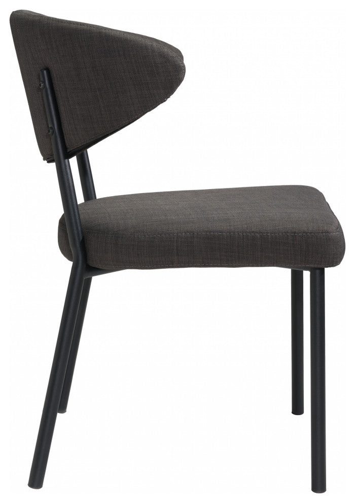 Set of Two Dark Gray Curved Dining Chairs