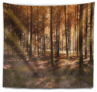 Thick Fall Forest with Orange Leaves Landscape Wall Tapestry, 60"x50"