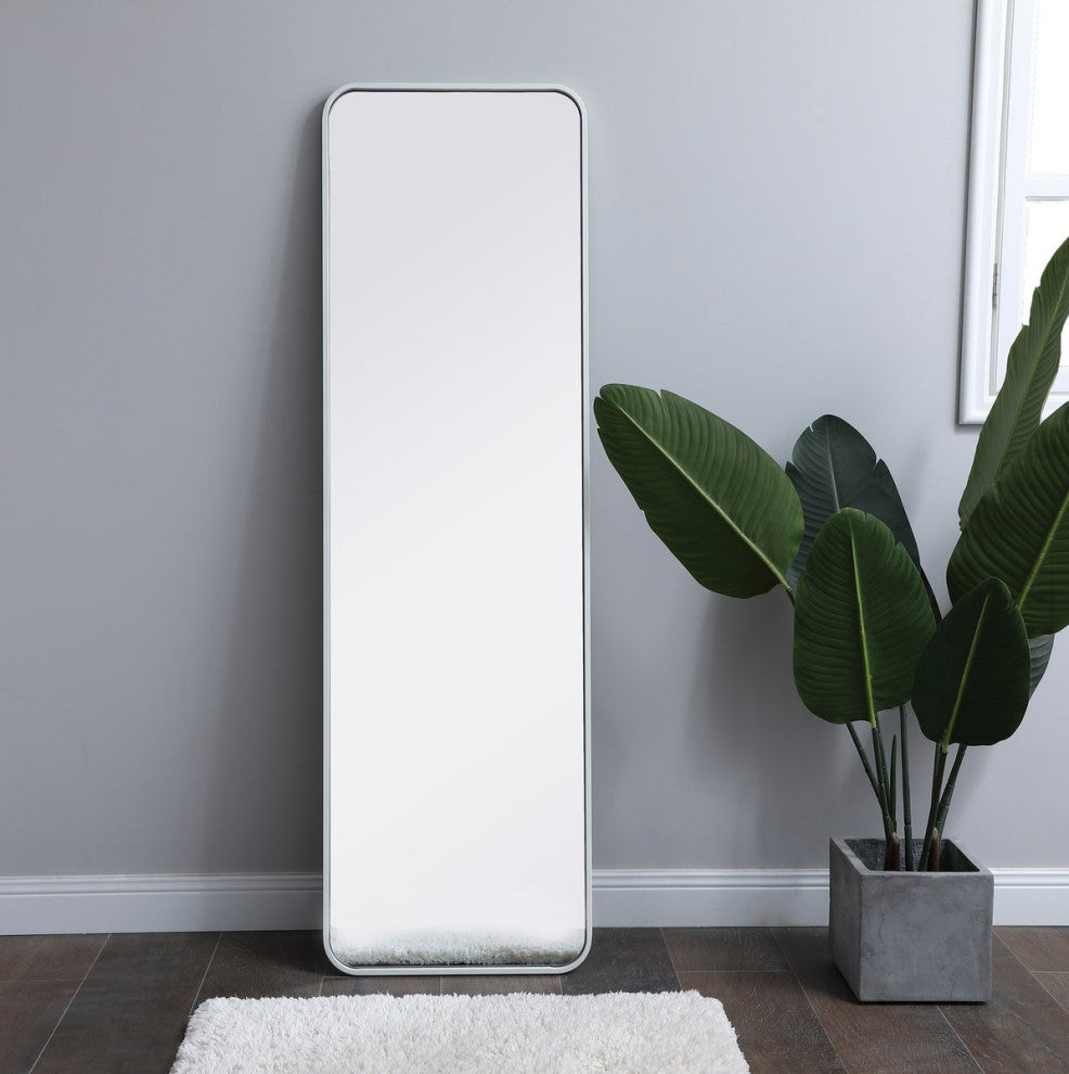 Elegant MR801860WH Soft Corner Metal Rectangular Mirror 18X60", White