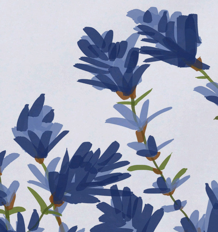 18"x14" Lavender, Floral Print Placemat, Blue, Set of 4