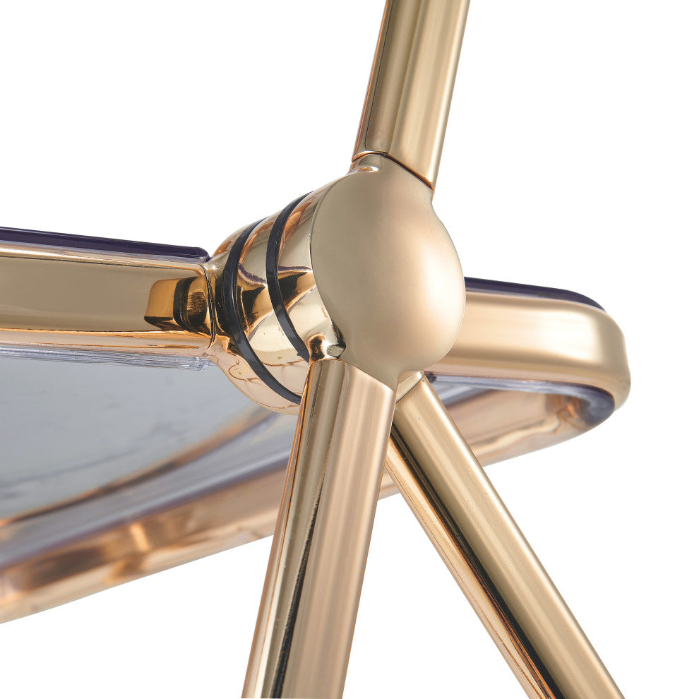 Lawrence Acrylic Folding Chair With Gold Frame, Transparent Black