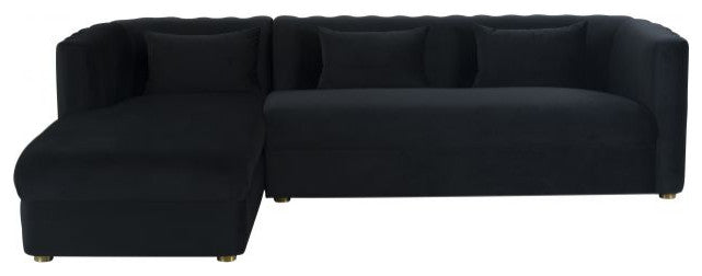 Callie Black Velvet Sectional, LAF, Black